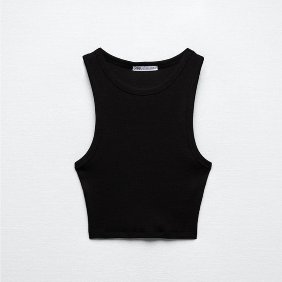 Zara Black Ribbed Tank Top - Picture 2 of 11